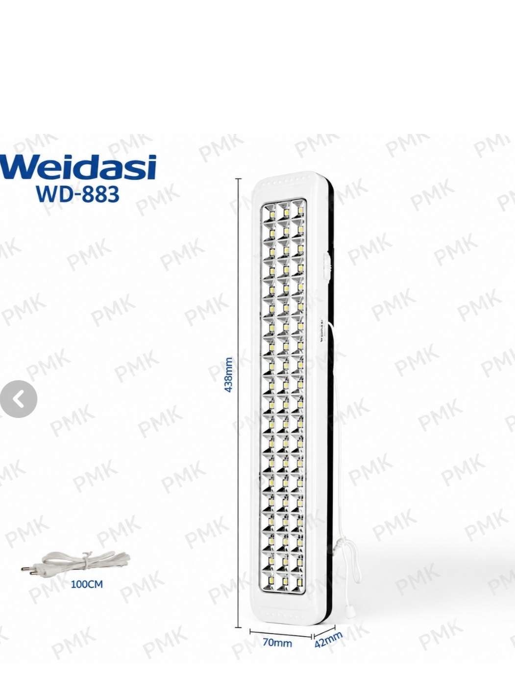 چراغ اضطراری شارژی ویداسی مدلWD883رنگ مهتابی